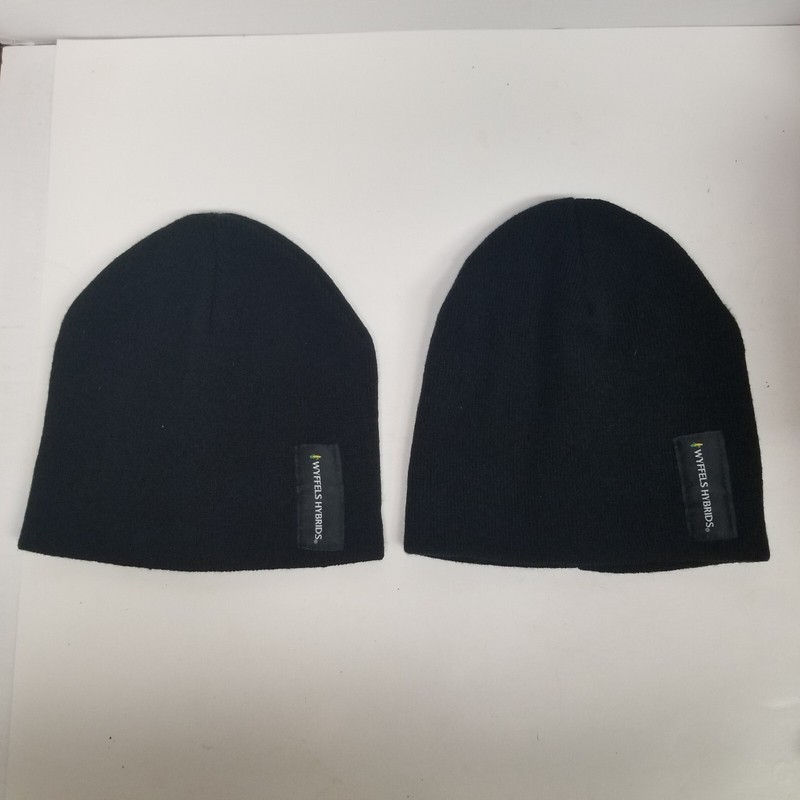 Wyffels Hybrids Seed Black Beanie Style Winter Stocking Hat Lot of 2, New