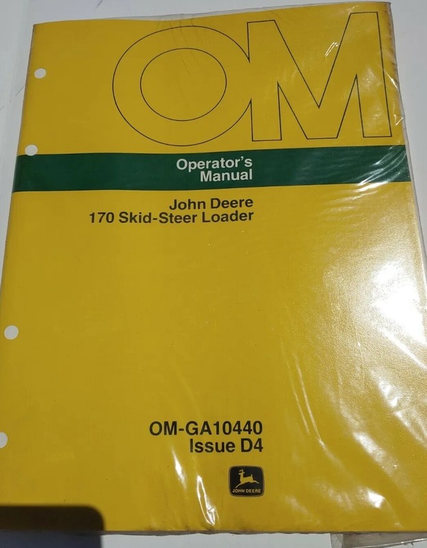 Vtg 1970s JOHN DEERE #165 BACKHOE For 170 SKID-STEER LOADER Operator Manual MINT