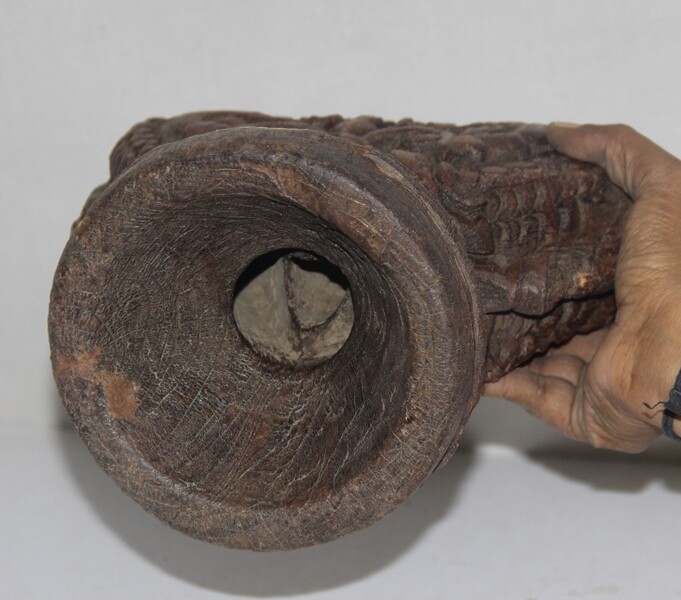 Antique Wooden Agricultulal Seed Spreader Bijni Original Old Hand Carved gallery