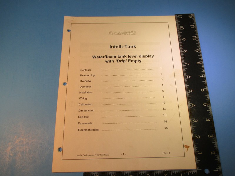 Hale Intelli-Tank Manual Water/Foam Tank Level Display ‘Drip’ Empty 106759 M6630