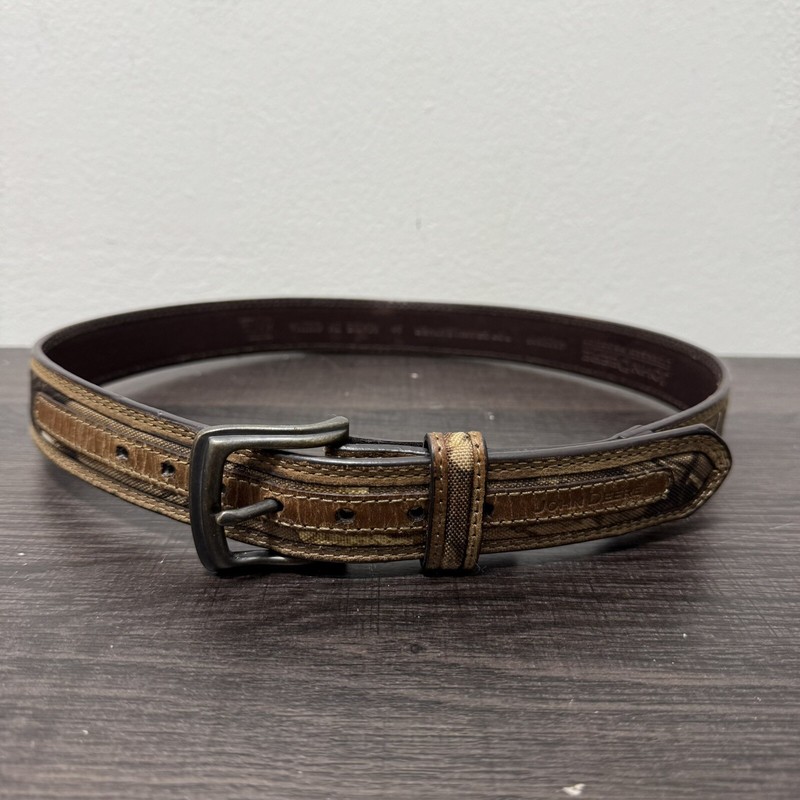 John Deere Men’s Genuine Top Grain Leather Belt Brown and Camouflage Size 30