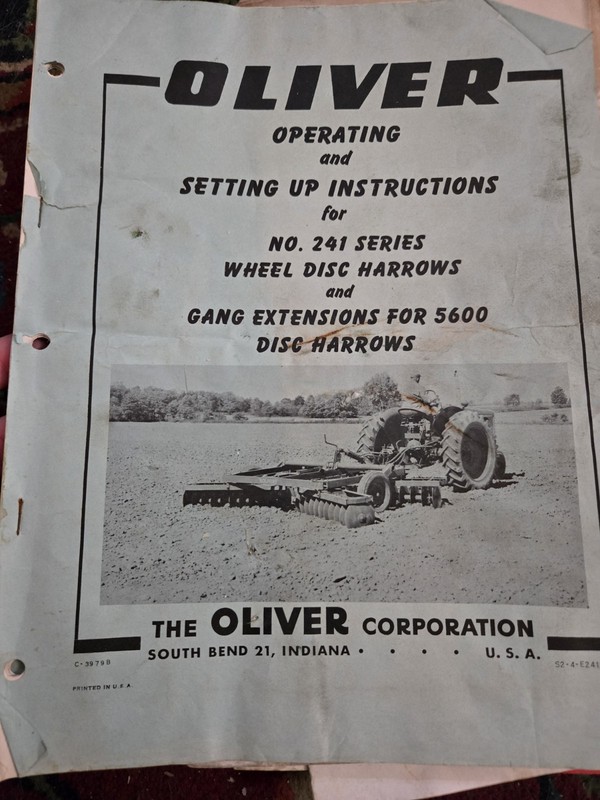 Vintage Oliver Manual Booklet No. 241 Wheel Disc Harrows