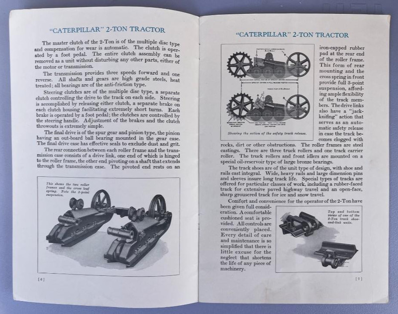 CATERPILLAR TRACTOR antique 1920's 2 TON TRACK ENGINE sale brochure booklet gallery