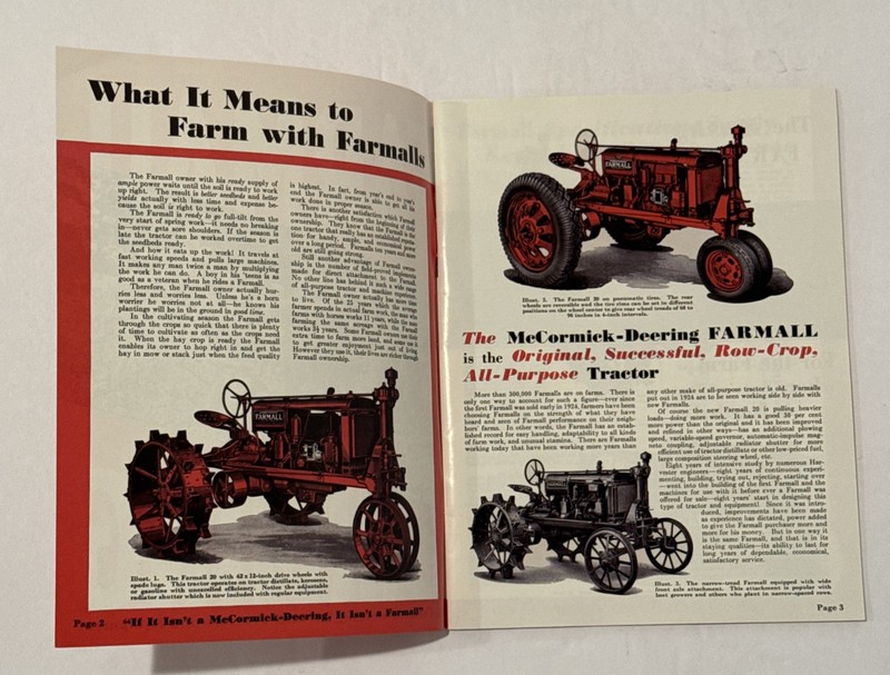 Farmall Farming Tractors And Equipment Farmall 20-30-12- IH Booklet A-133-BB gallery