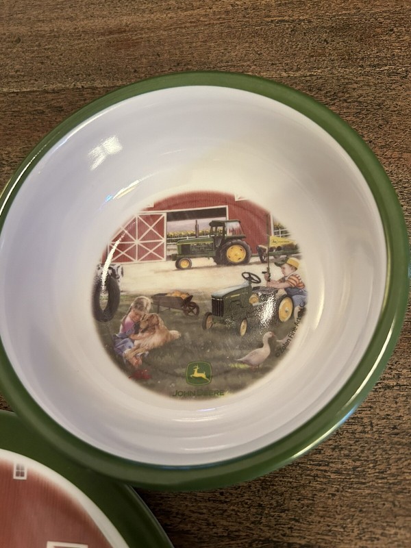 John Deere Tractor Melamine Childs 8” Dinner Plate & Bowls By Gibson 3 Pieces gallery