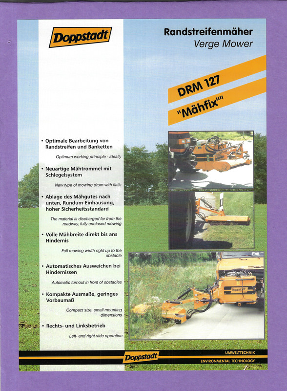 DOPPSTADT DRM 127 MAHFIX VERGE MOWER FLYER/BROCHURE 1999